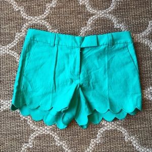 J. Crew scalloped 4” Linen blend shorts Sz 4